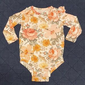 Gigi and Max Floral Long Sleeve Baby Onesie, 6 month
